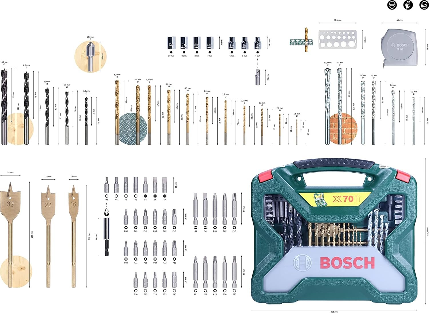 Bosch 70-Pieces X-Line Titanium Drill and Screwdriver Bit Set