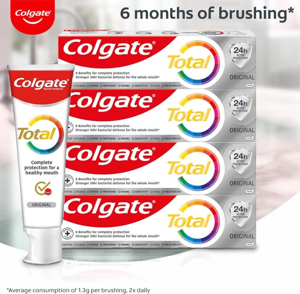 Colgate Total Original Toothpaste 4x100ml | Stronger 24-hour bacterial ...
